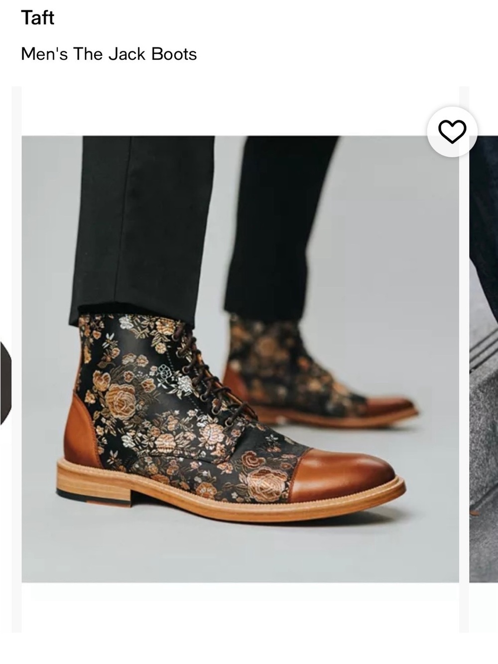 Taft Men's Floral Black and Brown Leather Lace-Up Boots